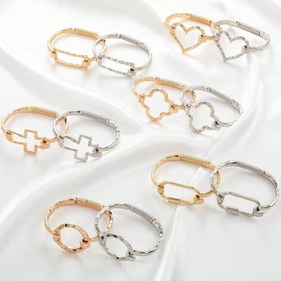 Elegant 16K Gold Heart Bracelet Ring Set for Women - Silver, Adjustable, Chunky - Picture 6 of 6